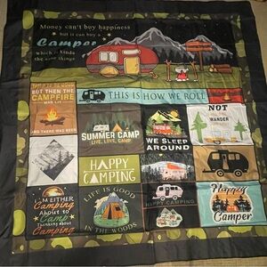 XL Blanket for Picnic, Concert, Beach, Sport Travel Roll-Up. Camping Theme.